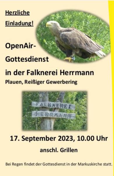 Open Air Gottesdienst in der Falknerei Herrmann